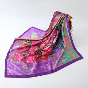 ART Scarf, Silk feel, large square scarf